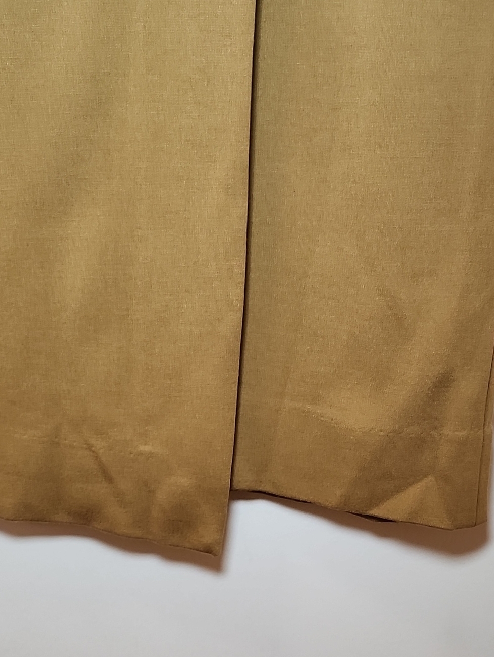 Babaton Knit Faux Wrap Skirt tan color buttoned asymmetrical crossover front 4 - Picture 8 of 16